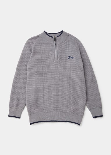 Boys Grey Half Zip Jumper (4-13yrs)