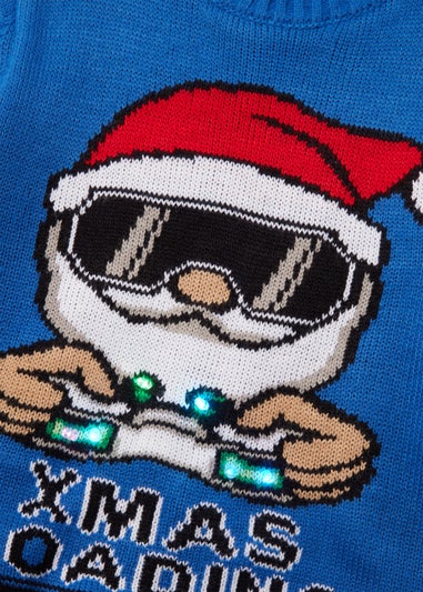 Boys Blue Christmas Light Up Gamer Knitted Jumper (4-13yrs)