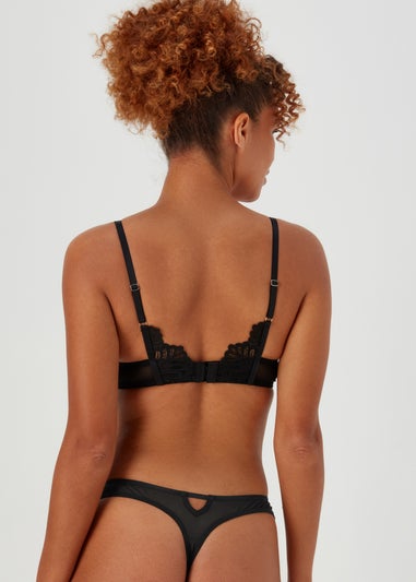 Black Animal Print Flock Co Ord Thong