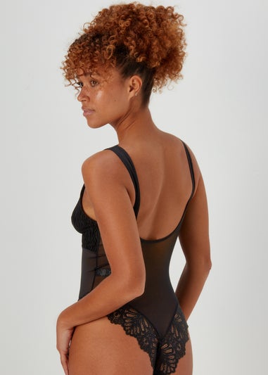 Black Animal Print Flock Bodysuit
