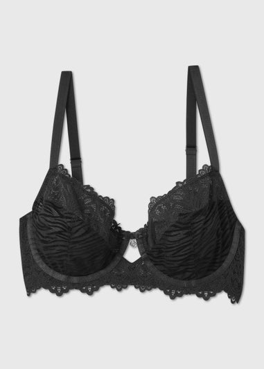 DD+ Black Animal Print Flock Non Padded Co Ord Bra