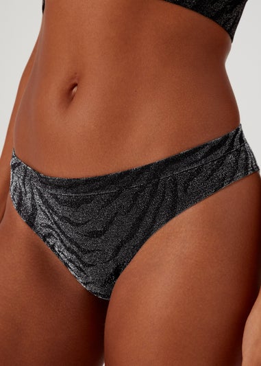 3 Pack Plain & Zebra Print Seamless Brazilian Knickers