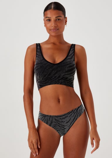 3 Pack Plain & Zebra Print Seamless Brazilian Knickers