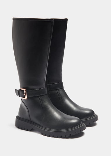 Girls Black Riding Boots (Younger 10-Older 5)