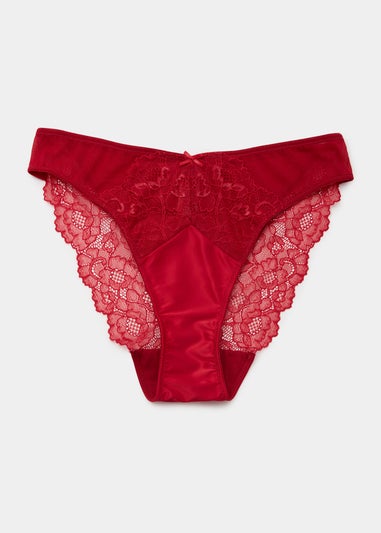 Red Satin Lace High Leg Knickers
