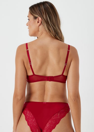 Red Satin Lace High Leg Knickers