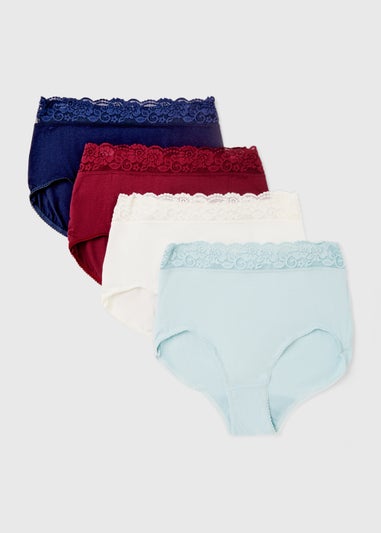 4 Pack Pink Lace Trim Full Knickers