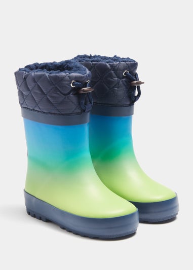 Boys Navy Lined Wellies (Younger 4-12)