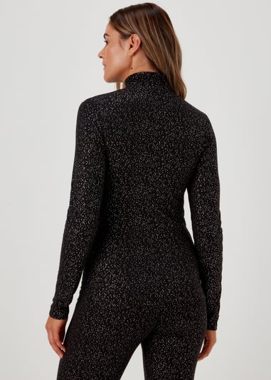 Black Thermal Polo Neck Top