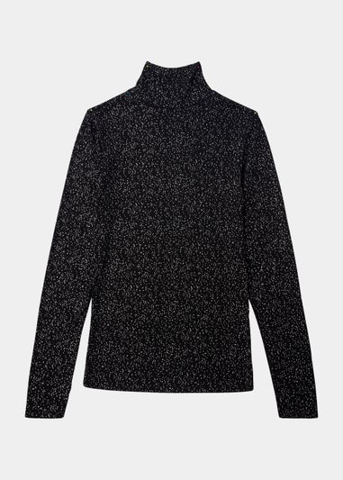 Black Thermal Polo Neck Top