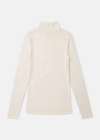 Cream Thermal Polo Neck Top