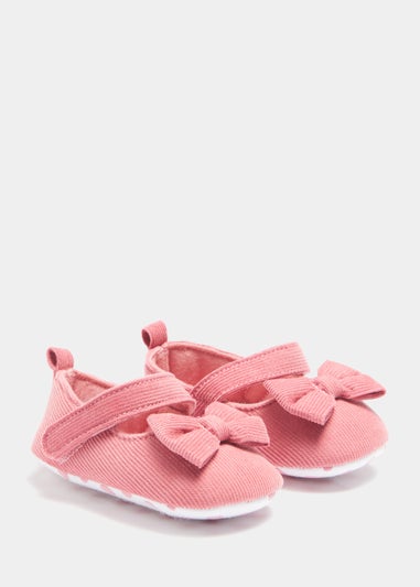 Pink Cord Soft Sole Baby Ballet Flats (Newborn-18mths)