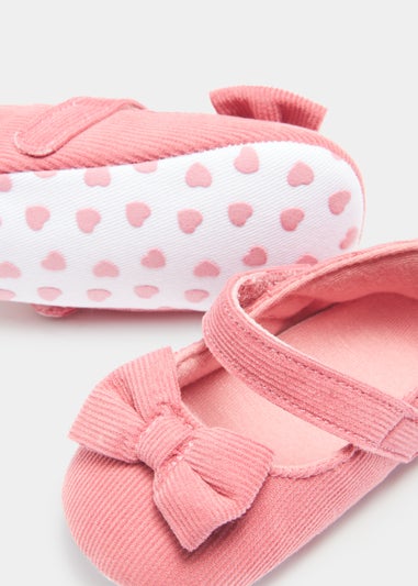 Pink Cord Soft Sole Baby Ballet Flats (Newborn-18mths)