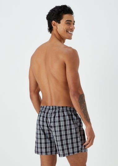 5 Pack Monochrome Plain & Check Print Woven Boxers