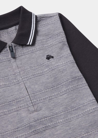 Boys Grey Textured Long Sleeve Polo Shirt (9mths-6yrs)