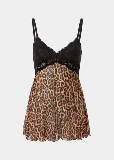 Brown Leopard Print Baby Doll