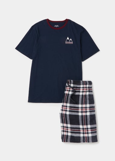 Navy Fleece Short Pyjama Set