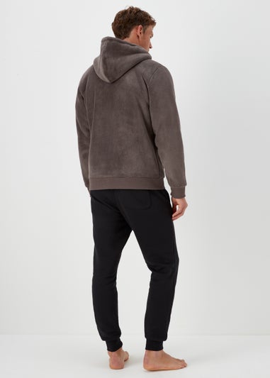 Charcoal Zip Up Fleece Lounge Hoodie