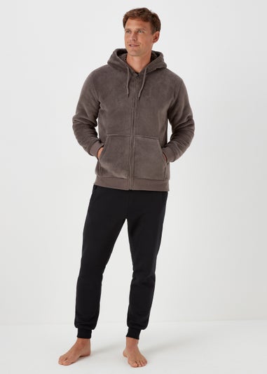 Charcoal Zip Up Fleece Lounge Hoodie