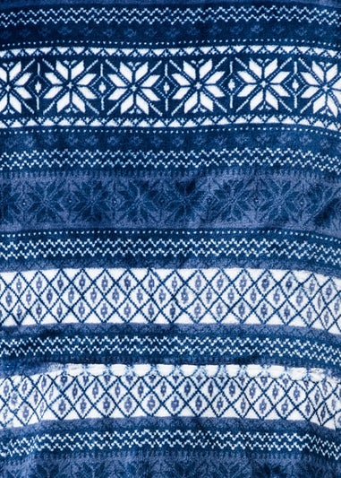 Blue Fairisle Print Snuggle Hoodie