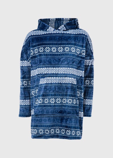 Blue Fairisle Print Snuggle Hoodie
