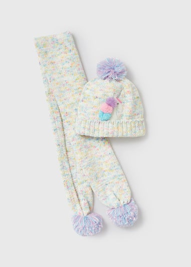 Girls 2 Piece Multicoloured Unicorn Hat & Scarf Set (3-6yrs)