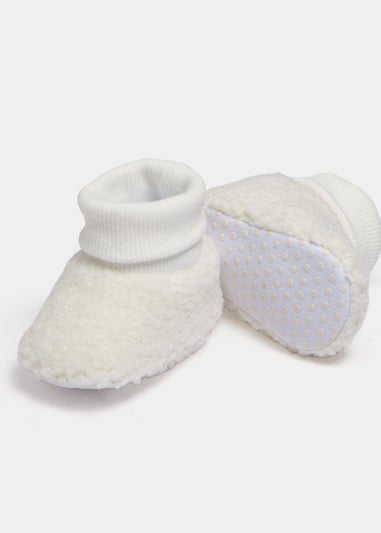 Cream Borg Sock Baby Booties (Newborn-18mths)