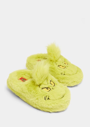 Kids Green The Grinch Christmas Mule Slippers (Younger 10-Older 6)