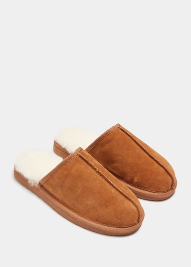 Ginger Real Suede Wool Mule Slippers