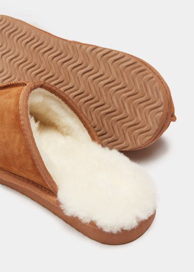 Ginger Real Suede Wool Mule Slippers