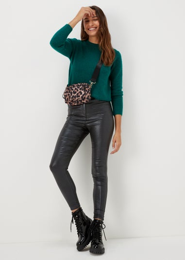 Jessie Black Sparkle Coated Trousers