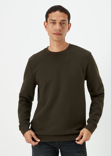 Khaki Textured Crewneck Sweatshirt