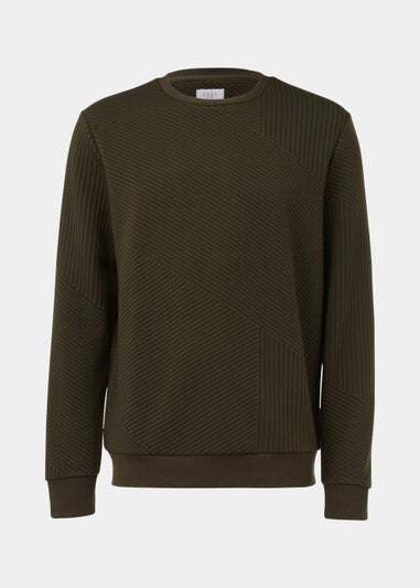 Khaki Textured Crewneck Sweatshirt