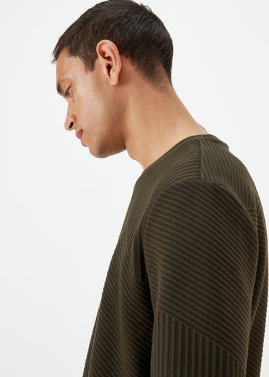 Khaki Textured Crewneck Sweatshirt