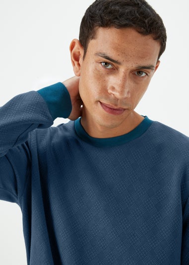 Teal Textured Crewneck Sweatshirt