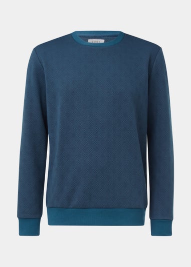 Teal Textured Crewneck Sweatshirt