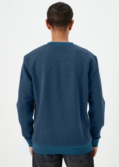 Teal Textured Crewneck Sweatshirt