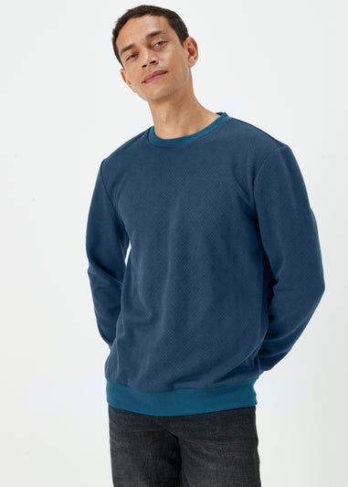 Teal Textured Crewneck Sweatshirt