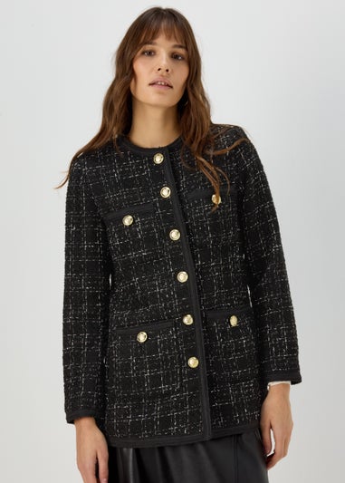 Et Vous Black Boucle Longline Jacket