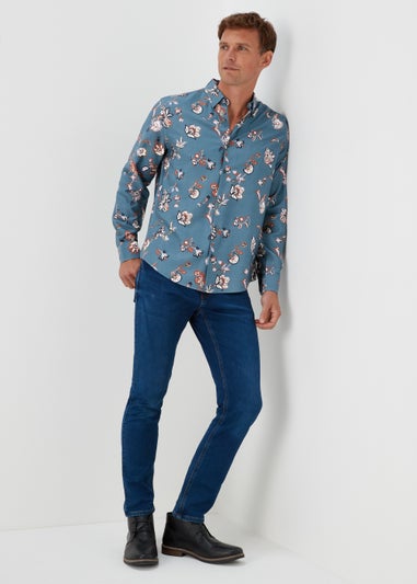 Teal Floral Print Smart Print