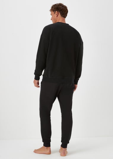 Black Fleece Crew Neck Lounge Top