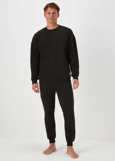 Black Fleece Crew Neck Lounge Top