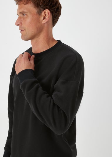 Black Fleece Crew Neck Lounge Top