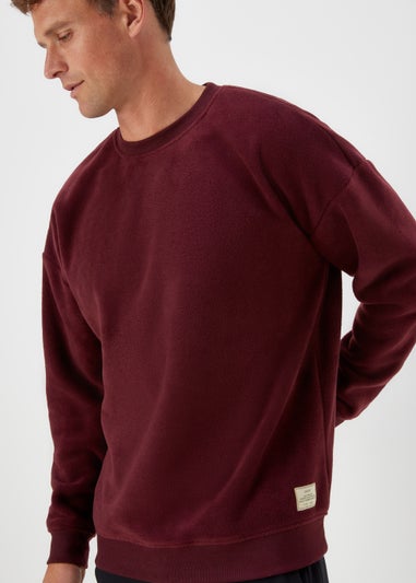 Burgundy Fleece Crew Neck Lounge Top