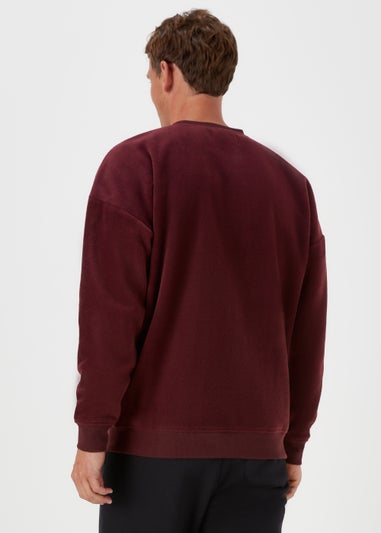 Burgundy Fleece Crew Neck Lounge Top