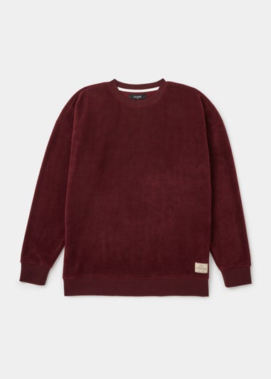 Burgundy Fleece Crew Neck Lounge Top