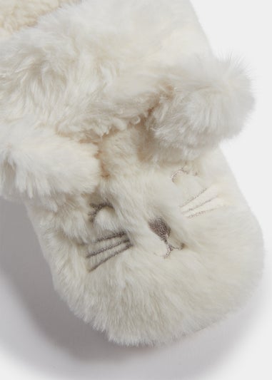 Girls Cream Bunny Slippers (Younger 4-12)