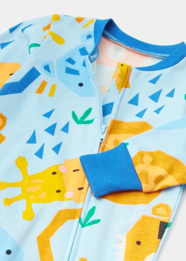 Boys Blue Animal Footless Sleepsuit (Newborn-18mths)