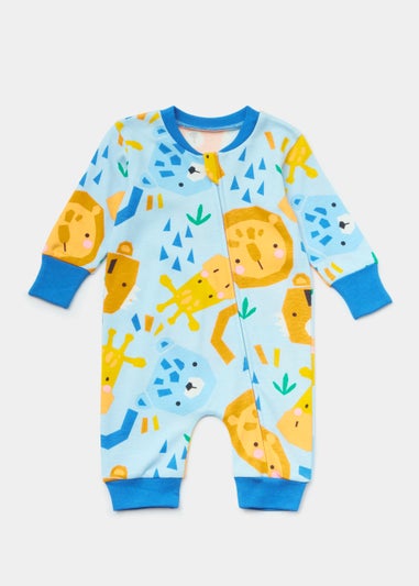 Boys Blue Animal Footless Sleepsuit (Newborn-18mths)