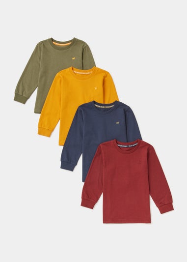 Boys 4 Pack Multicoloured Long Sleeve T-Shirts (9mths-6yrs)